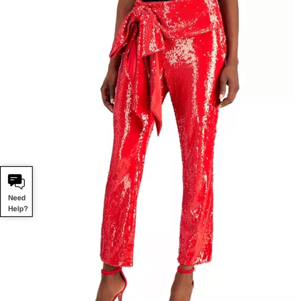 NWT INC Allover-Sequin Tie-Waist Pants size Medium